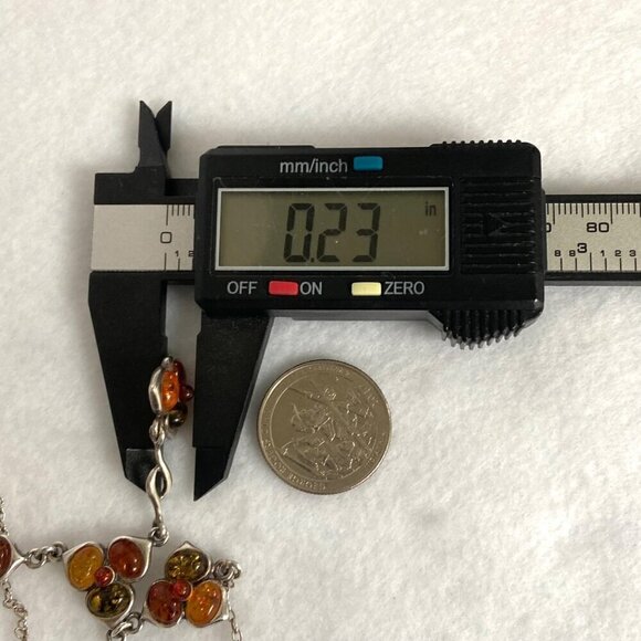 Sterling Silver 925 Multi Color Baltic Amber Flower Floral Y Necklace 16" -17.5" - Picture 16 of 16